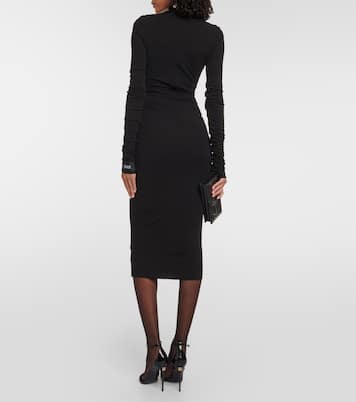 فستان ميدي من الجيرسيه ودانتيل Chantilly | Dolce&Gabbana