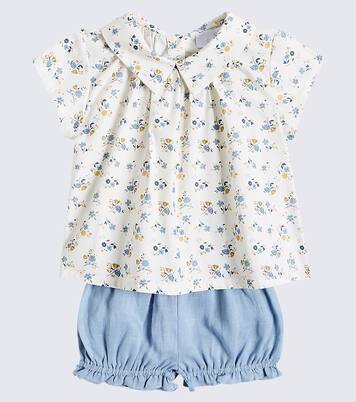Baby Miki cotton-blend top and bloomers set | C'era Una Volta