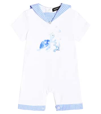 Baby printed cotton playsuit | Monnalisa