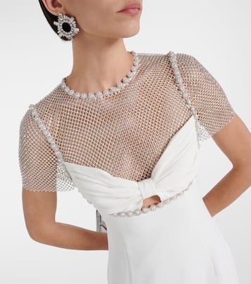 Novia - vestido midi de crepé adornado | Self-Portrait