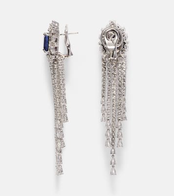 Reign Supreme 18kt white gold drop earrings with diamonds and sapphires | Yeprem