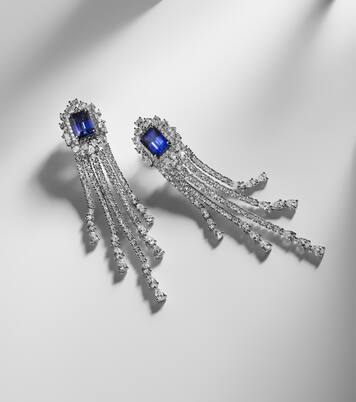 Reign Supreme 18kt white gold drop earrings with diamonds and sapphires | Yeprem
