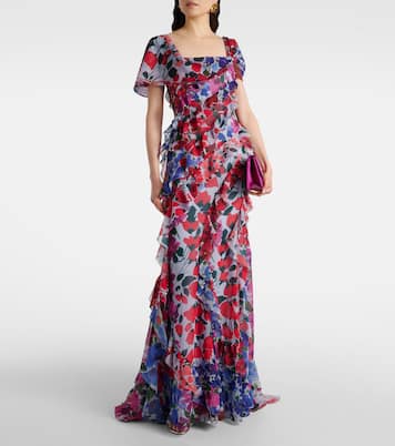Floral ruffled chiffon gown | Carolina Herrera