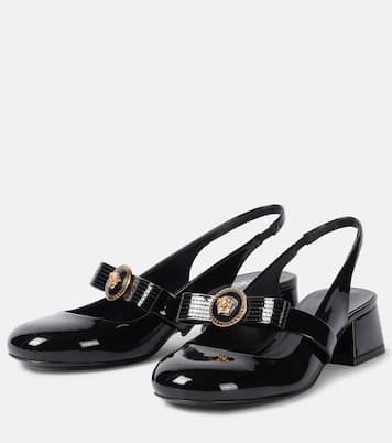 Slingback-Pumps Gianni Ribbon aus Lackleder | Versace