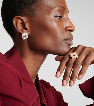 Cluster 14kt gold ring with pearls and diamonds | Mateo