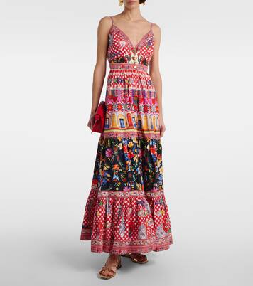 Printed tiered cotton maxi dress | Camilla