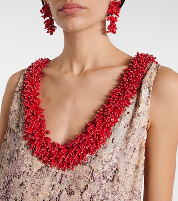 Bedrucktes Midikleid mit Pailletten | Dries Van Noten