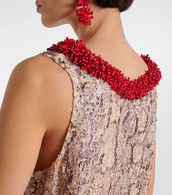 Bedrucktes Midikleid mit Pailletten | Dries Van Noten