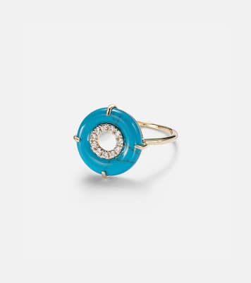 14kt gold ring with turquoise and diamonds | Mateo