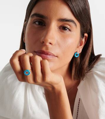 14kt gold ring with turquoise and diamonds | Mateo