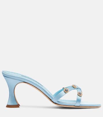 Pyrenea embellished satin mules | Manolo Blahnik