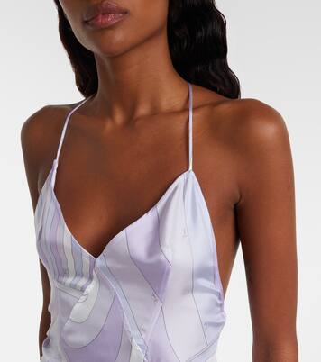 Abito lungo asimmetrico Marmo in twill di seta | Pucci