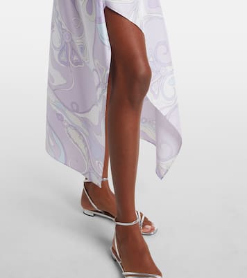 Abito lungo asimmetrico Marmo in twill di seta | Pucci