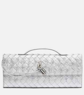 Andiamo Intrecciato metallic leather clutch | Bottega Veneta
