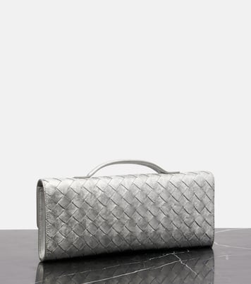 Andiamo Intrecciato metallic leather clutch | Bottega Veneta