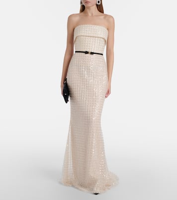 Embellished silk-blend bustier gown | Elie Saab