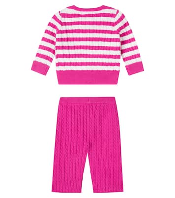 Baby cable-knit cotton cardigan and pants set | Polo Ralph Lauren Kids