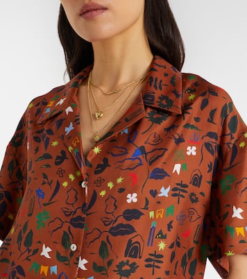 Prague printed silk twill shirt | Asceno