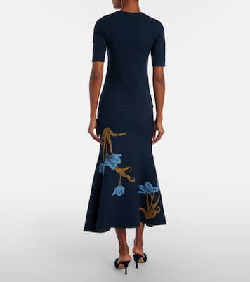 Jupe midi en jacquard à fleurs | Erdem
