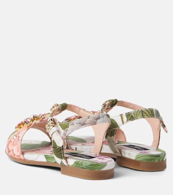Sandales à fleurs et cristaux | Dolce&Gabbana Kids