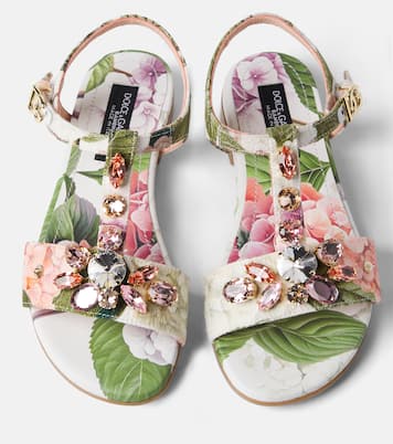 Sandales à fleurs et cristaux | Dolce&Gabbana Kids