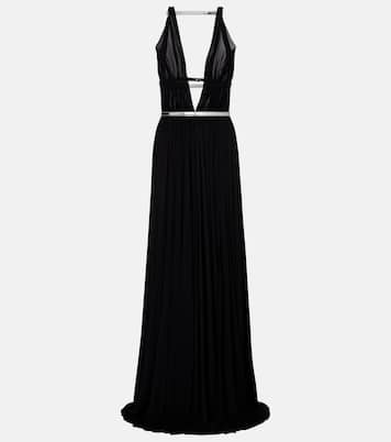 Leather-trimmed draped gown | Alaïa