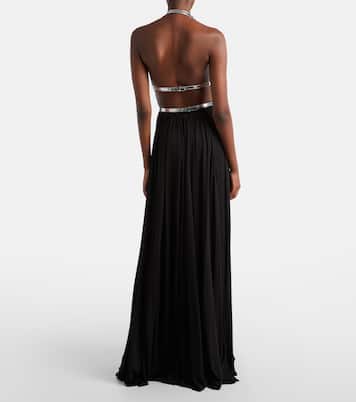 Leather-trimmed draped gown | Alaïa