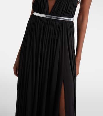 Leather-trimmed draped gown | Alaïa