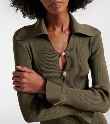 Verziertes Midikleid aus Rippstrick | Self-Portrait