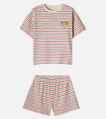 Basic striped cotton-blend T-shirt and shorts set | Konges Sløjd