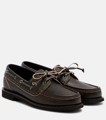 Monili leather boat shoes | Brunello Cucinelli