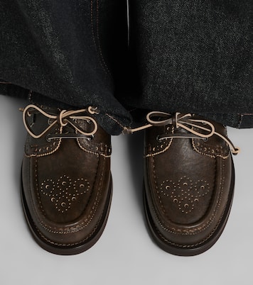Monili leather boat shoes | Brunello Cucinelli