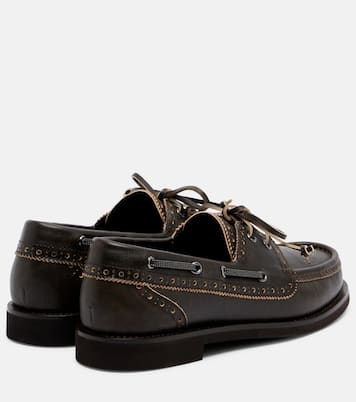 Monili leather boat shoes | Brunello Cucinelli