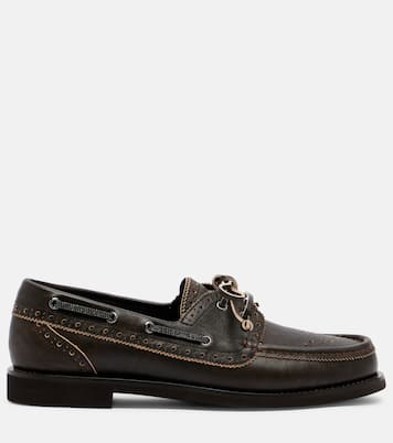 Monili leather boat shoes | Brunello Cucinelli