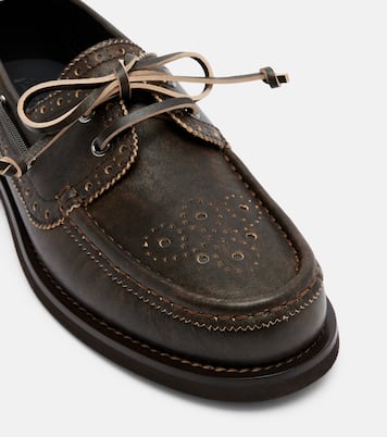 Monili leather boat shoes | Brunello Cucinelli