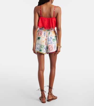 Brasil Vintage printed linen-blend shorts | Farm Rio