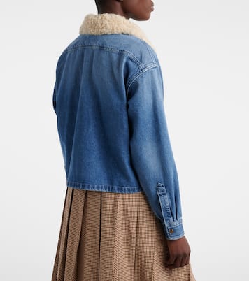 Teddy-trimmed denim shirt  | Moncler