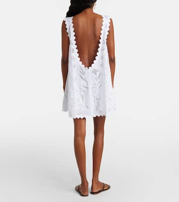 Embroidered scalloped cotton minidress | Juliet Dunn