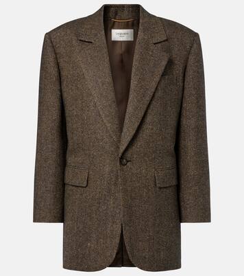 Blazer en laine mélangée à motif chevron | Saint Laurent