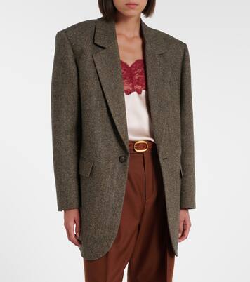 Blazer en laine mélangée à motif chevron | Saint Laurent