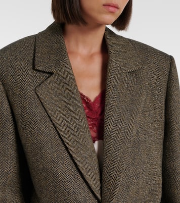 Blazer en laine mélangée à motif chevron | Saint Laurent