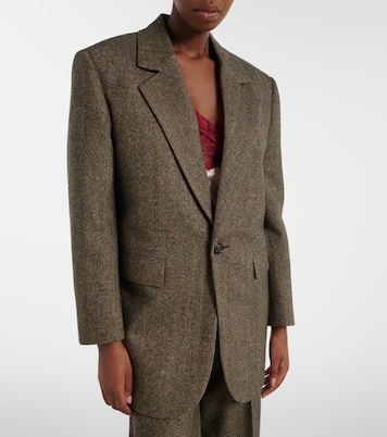 Blazer en laine mélangée à motif chevron | Saint Laurent