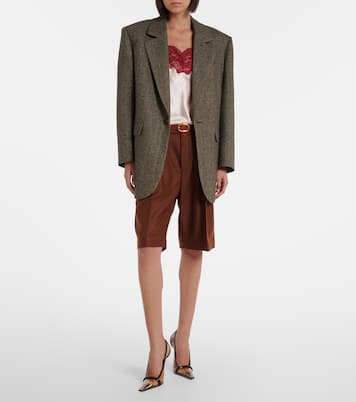 Blazer en laine mélangée à motif chevron | Saint Laurent