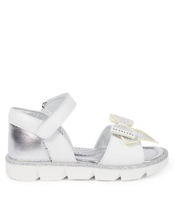 Bow-embellished leather sandals | Monnalisa