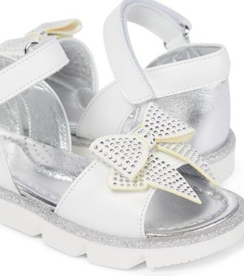 Bow-embellished leather sandals | Monnalisa