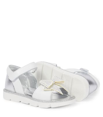 Bow-embellished leather sandals | Monnalisa
