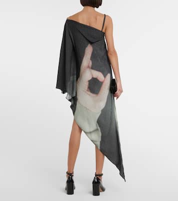 Abito midi monospalla con stampa | MM6 Maison Margiela