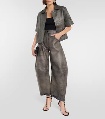 Pantalon Matan à taille haute en cuir | Dodo Bar Or