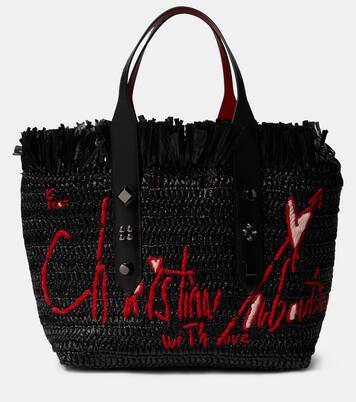 Frangibus Medium embroidered raffia tote bag | Christian Louboutin