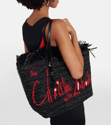 Frangibus Medium embroidered raffia tote bag | Christian Louboutin